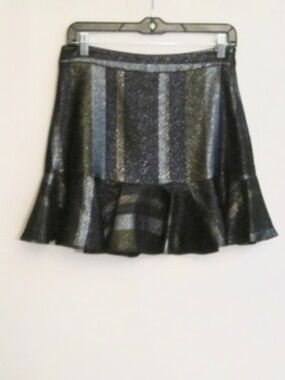 Derek Lam 10 Crosby Lurex Ruffle Hem Flounce Skirt